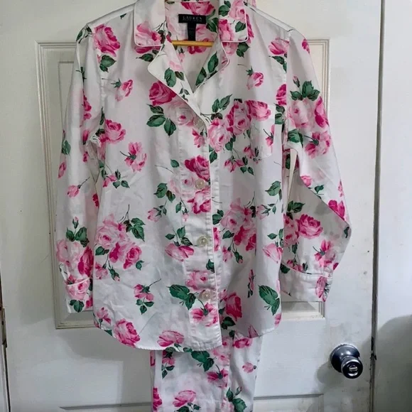 Lauren Ralph Lauren Pink and Green Floral Pajama Set - Picture 4 of 6